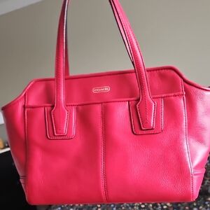 Coach Red Small Leather Tote (No Crossbody Strap)